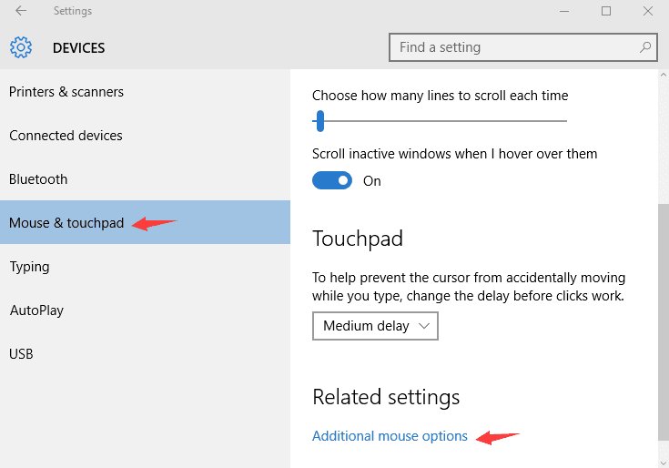 touchpad issues in Windows