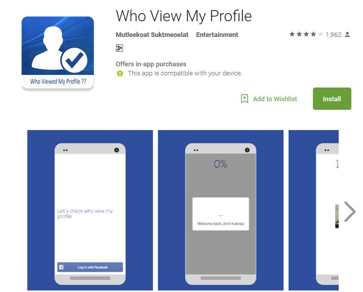 Android App for checking who viewed my Facebook profile