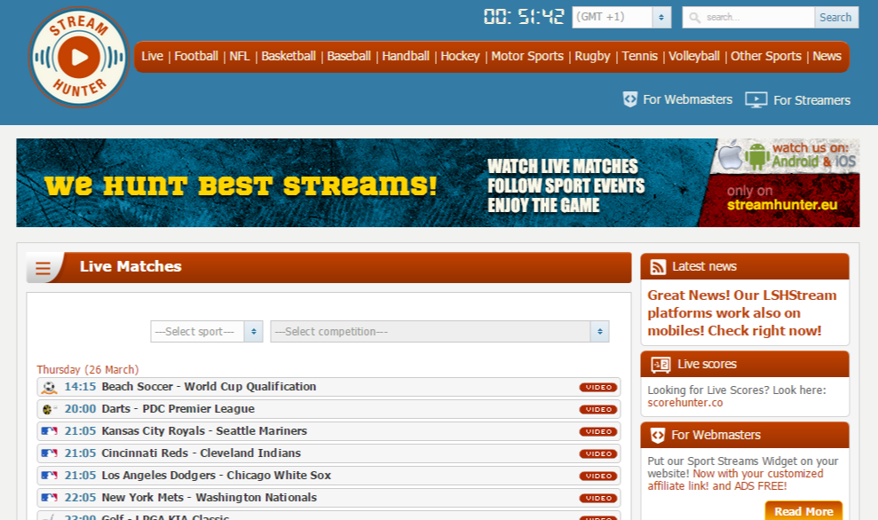 free sports streaming sites Stream Hunter