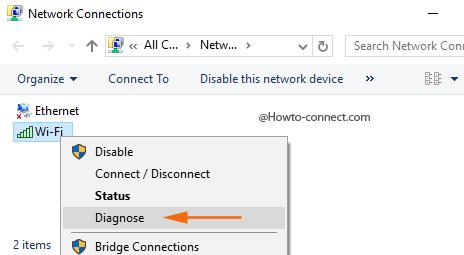 select diagnose : reset network settings windows 10