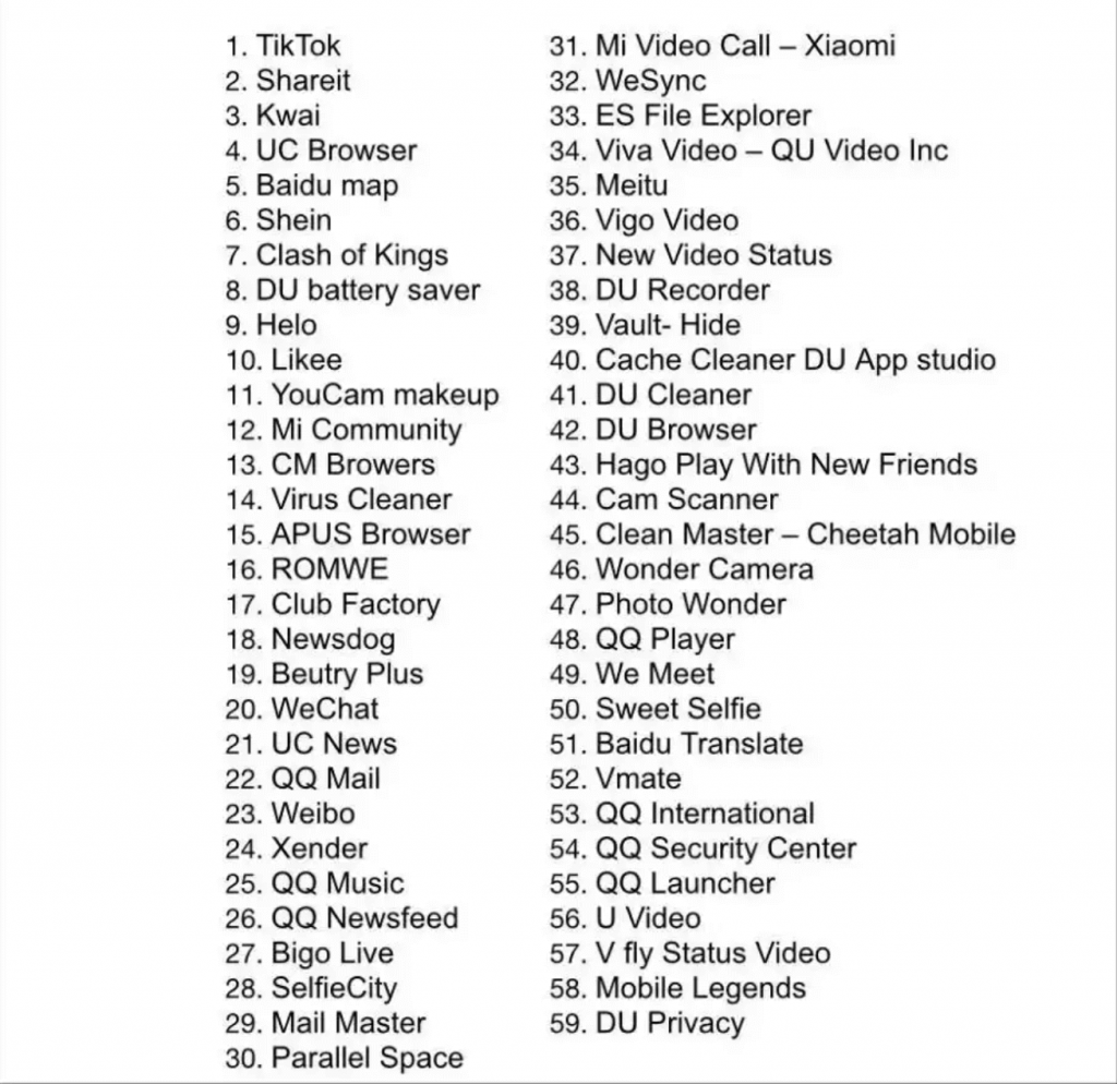59 chinease apps banned in India