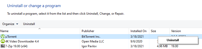 Reinstalling the uTorrent Client